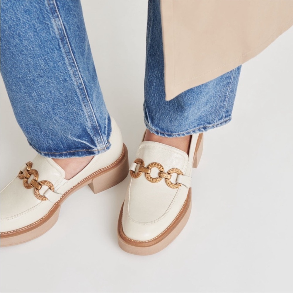 Dolce Vita Sheena Loafers – Ivory Crinkle Patent, Size 7.5 - NIB